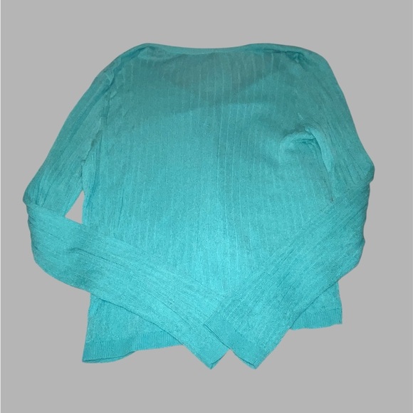 New York & Company V neck Ribbed Mint and Lavender Cardigan - Picture 6 of 12